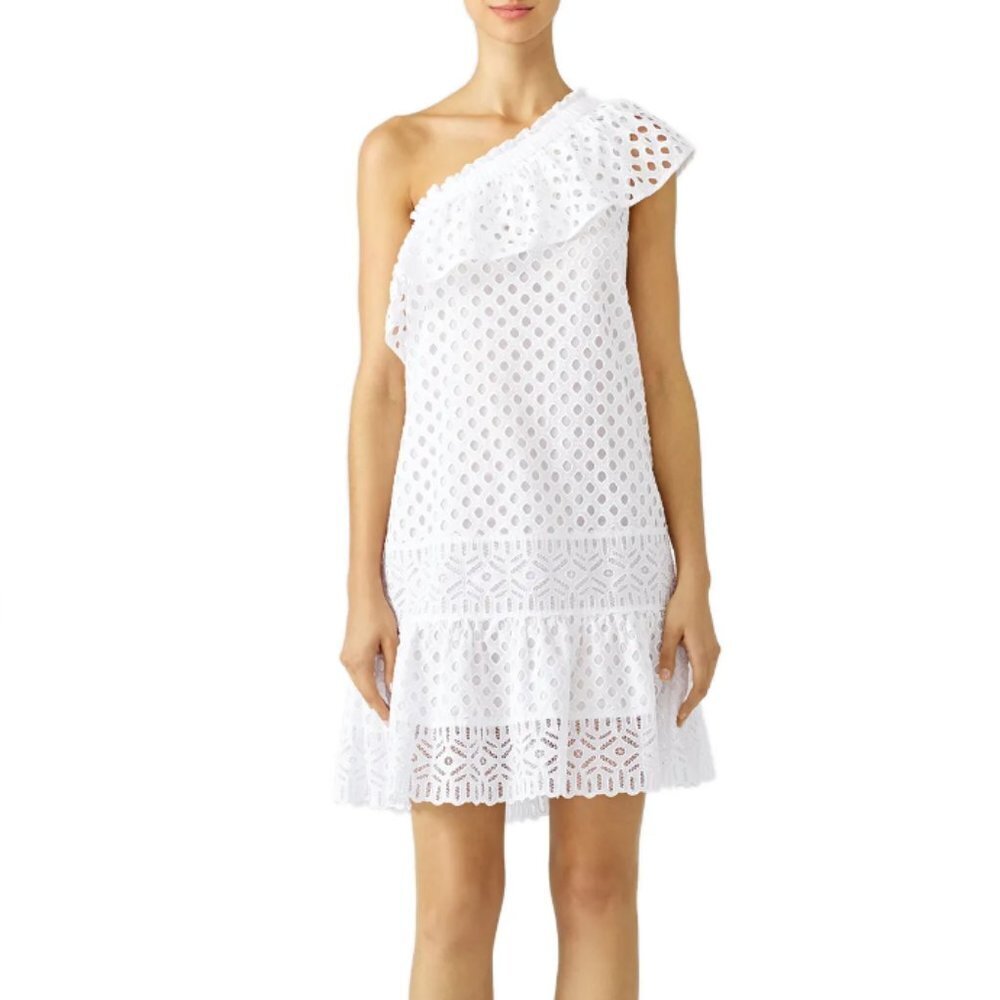 Tory Burch White Eyelet One Shoulder Dress size 6